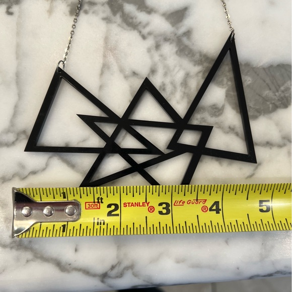 Geometric acrylic abstract art statement bib necklace goth punk Gaga - Picture 4 of 5